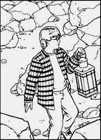 coloriage harry potter avec la lanterne dans la nuit